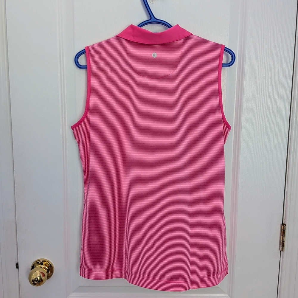 EP Pro NY Sleeveless Geometric Jacquard Golf Polo – Pink, Women’s Size M #102 - Picture 2 of 4